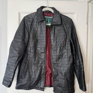 90's Black Quilted Leather Jacket